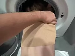 Stepmom bent over in washing machine gets fucked intriguingly