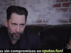 Blonde milf enjoys sex and I licked her pussy with Spanish subs