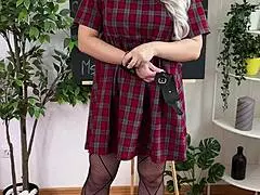 mature teacher with glasses and big ass in homemade solo video uses handcuffs for sexual wellness