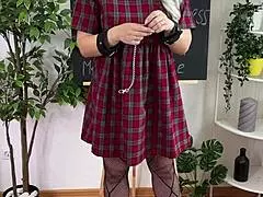 mature teacher with glasses and big ass in homemade solo video uses handcuffs for sexual wellness