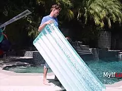 Memorial day stepson sneaks sausage suck in pool