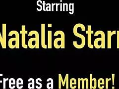 Natalia starr rubs her clit hard, squirting intensely on the stairs