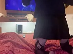 Look at this beautiful student, he says, getting fucked after showing her ass.