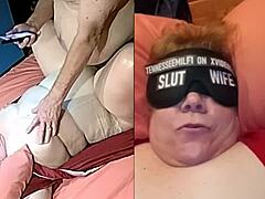 62letá teneská coura manželka zavázaná a svázaná, šukám ji hračkou skrz otvorené kalhotky do křičícího orgasmu v dvojitým POV