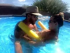 pregnant pool sex young 18+ milf putting on a show for the neighbors