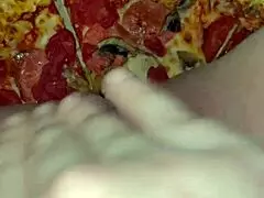 I love this kinky arab girl's pizza masturbation in LA