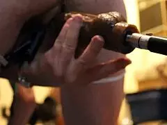 intriguing fuck machine pounds wet pussy close up