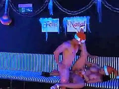 Christmas Full Of Lust With Milf And Saymon Fitness Cumming Hard On Red!