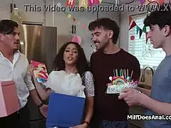 anal gangbang for slutty latina milf's birthday