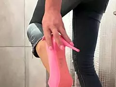 Desperate Pee In My Jeans And Pink High Heels With Softcore Homemade Fetish.