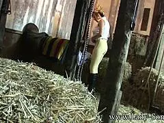 Lady Sonia the bold peeping tom masturbating at the stables