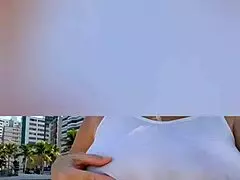 My big natural tits and pussy lips flash at the beach