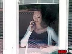 I caught my step granny perving on me with her big tits