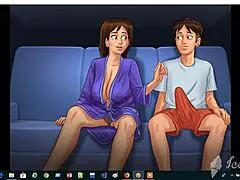 summertime saga clothed sex on sofa with debbie