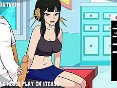 yor forger milf sucks cock and swallows cum in mouth