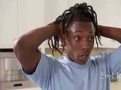 Step-mom's secret baking hides monster cock riding, blonde milf taboo with big black cock.