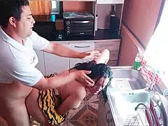 i fucked in the kitchen with my step moms friend who came to take care of us hot babysitter