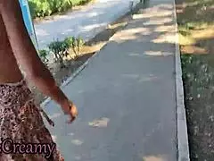 Exhibitionist Wife Flashes Pussy Outdoors In Spain, Gets Caught