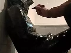 sophie la larve's bdsm momification ends with a deepthroat blowjob