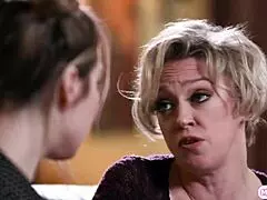 Lesbian Milf Celebrity Seducing Blonde Fan. Then Facesitting And Ass Licking Her.