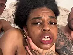 Ebony Teen's First Double Penetration with Big Black Cock