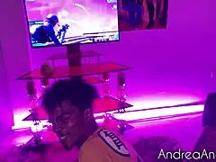 Playing Fortnite When My Stepsister Seduces Me To Fuck Her Ebony Friend With Big Black Cock