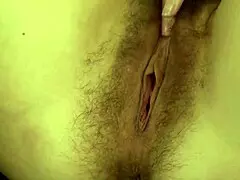 Wow, big natural boobs and hairy pussy make her orgasm in stockings!