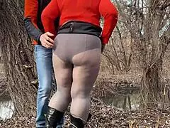 Touching wet pussy outdoors!