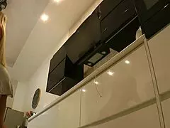 Big Boobs Blonde Hot Housewife Teases In The Kitchen Without Panties