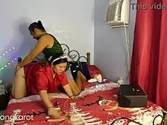 Hey, that Christmas Eve surprise with the Indian fuck doll went totally wrong, screaming and creampie chaos!