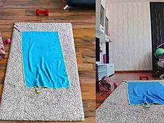 double the fun in naked yoga with ass spreading?