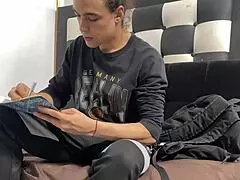 Story of giving to the sweet submissive neighbor after discovery in Spanish porn