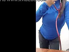 latina nurse makes homemade porn in the boss's office.