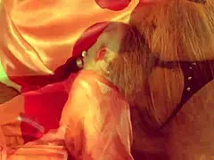 Little red riding hood gives head in the woods.