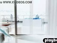 All natural latina feels exposed posing naked with amazing body