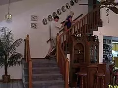 Step mommy and the babysitter are getting close up with some muff diving and orgasms