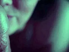 lewd brunette girl roughly sucks her man's monster cock and swallows mouthful