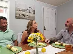stepmom seduces big cock stepson while stepdad is clueless taking call from work