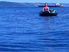 Mature amateurs enjoy a boat ride on the Volga River