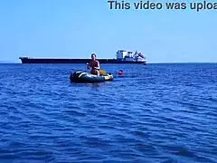Mature amateurs enjoy a boat ride on the Volga River