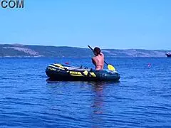 Mature amateurs enjoy a boat ride on the Volga River