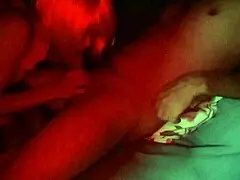 Novinha casually performs a deepthroat blowjob on her boss in a voyeur scene.