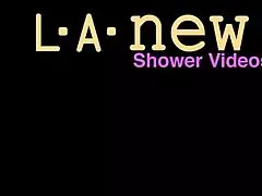 elegant shy blonde took a shower, solo and petite.