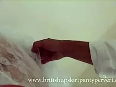 british milf housewife flashes panties in stockings