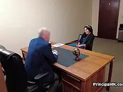 principal tries on mature teacher's juicy pussy