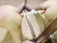 I suck his dick while fucking my dildo in a wet threesome