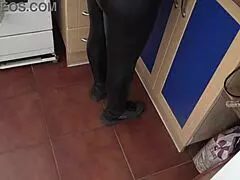 Real stepmother shows hairy pussy to horny stepson after begging.