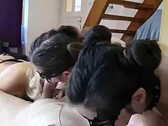 Three big-titted bitches licking and sucking in high definition