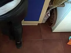 Real stepmother shows hairy pussy to horny stepson after begging.