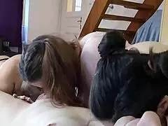Three big-titted bitches licking and sucking in high definition